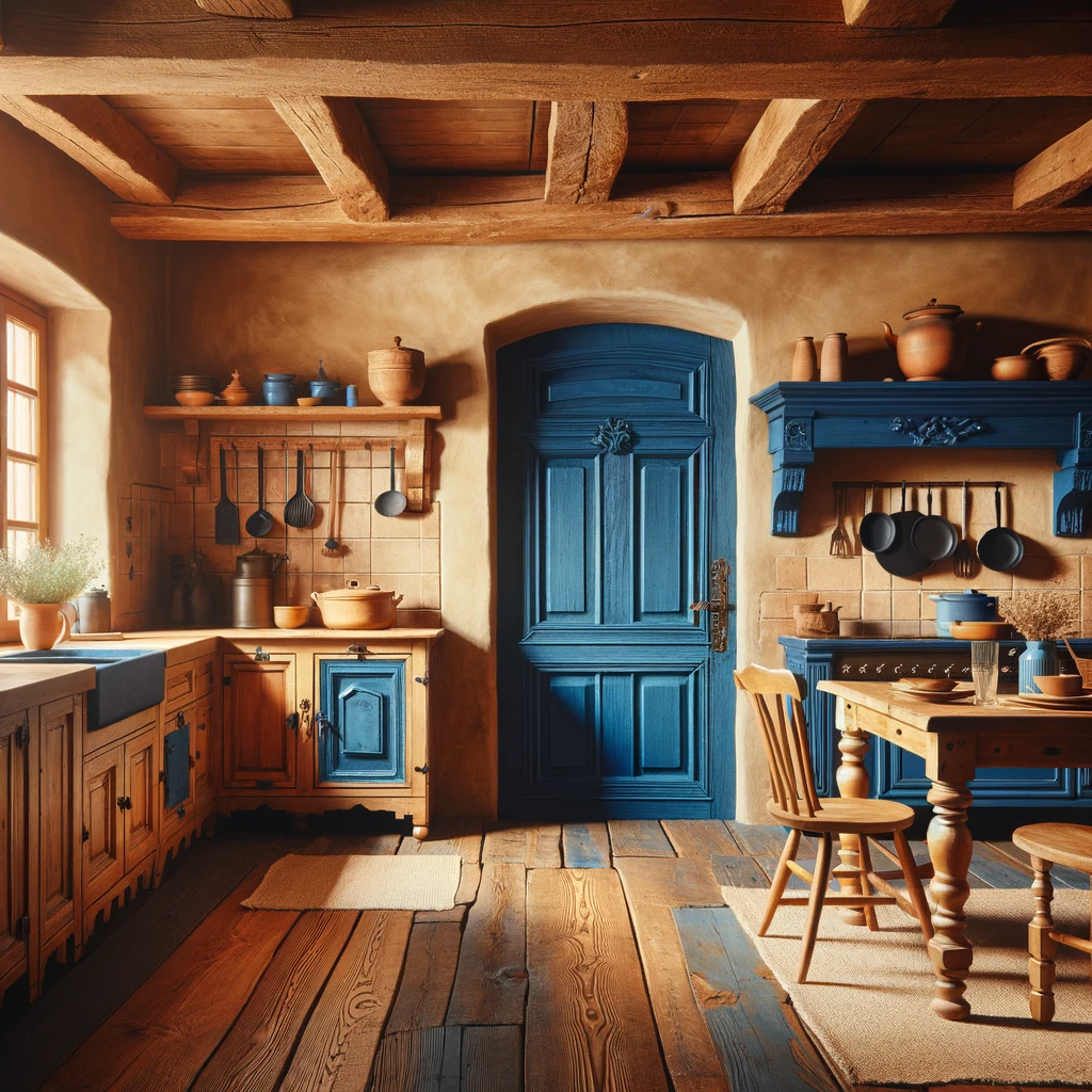 Cucina Rustica con Porta Blu Profondo